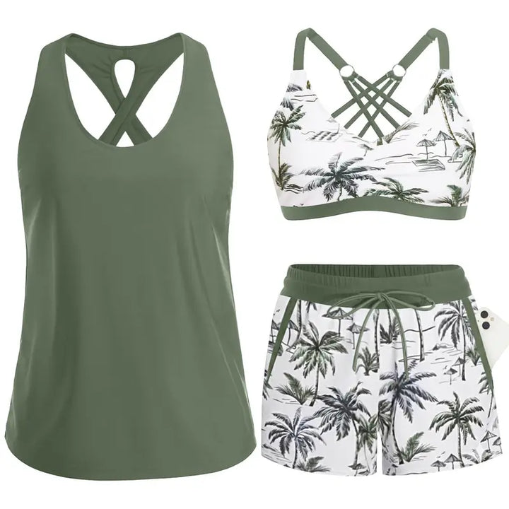 MARIANA | Kolme osaa sisältävä urheilullinen tankini, jossa on taskut