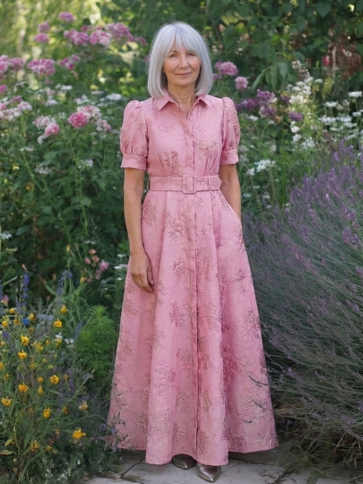 Amélie | Maximekko lyhyillä hihoilla ja kukkavyöllä