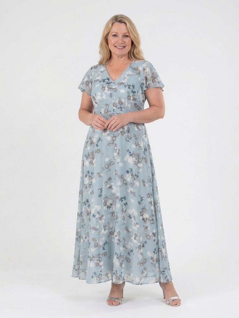 Noémie | Maxi-mekko kukkakuvioisesta sifongista