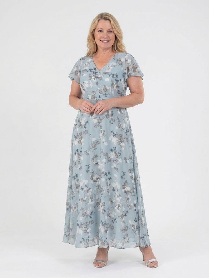 Noémie | Maxi-mekko kukkakuvioisesta sifongista