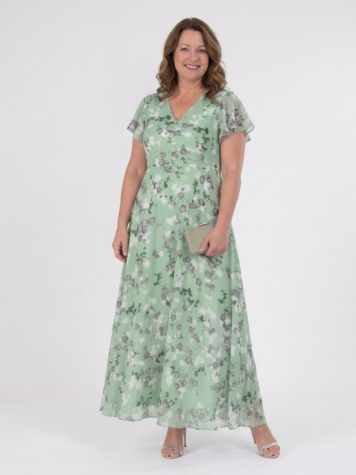 Noémie | Maxi-mekko kukkakuvioisesta sifongista