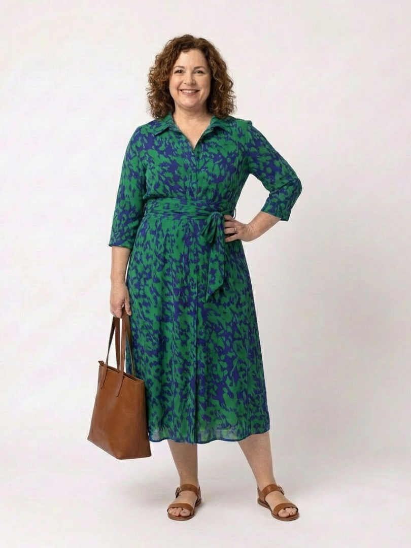 Claire | Midi-mekko pitkillä hihoilla ja vyöllä
