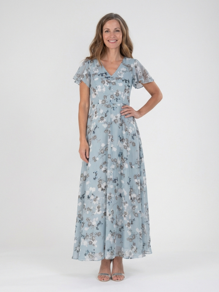 Noémie | Maxi-mekko kukkakuvioisesta sifongista