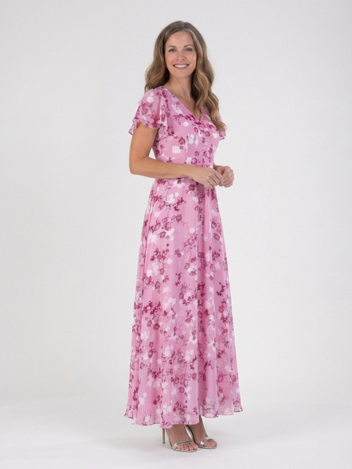 Noémie | Maxi-mekko kukkakuvioisesta sifongista