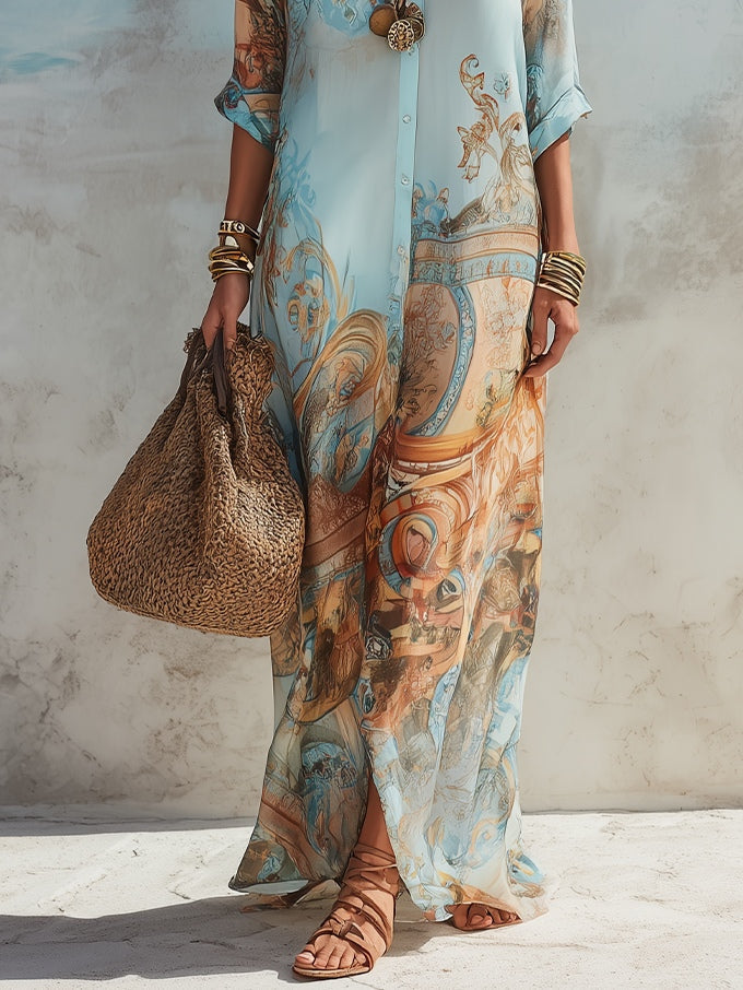 Luisa | Välimerellinen maxi chemisier -mekko