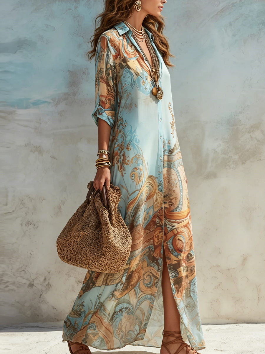 Luisa | Välimerellinen maxi chemisier -mekko